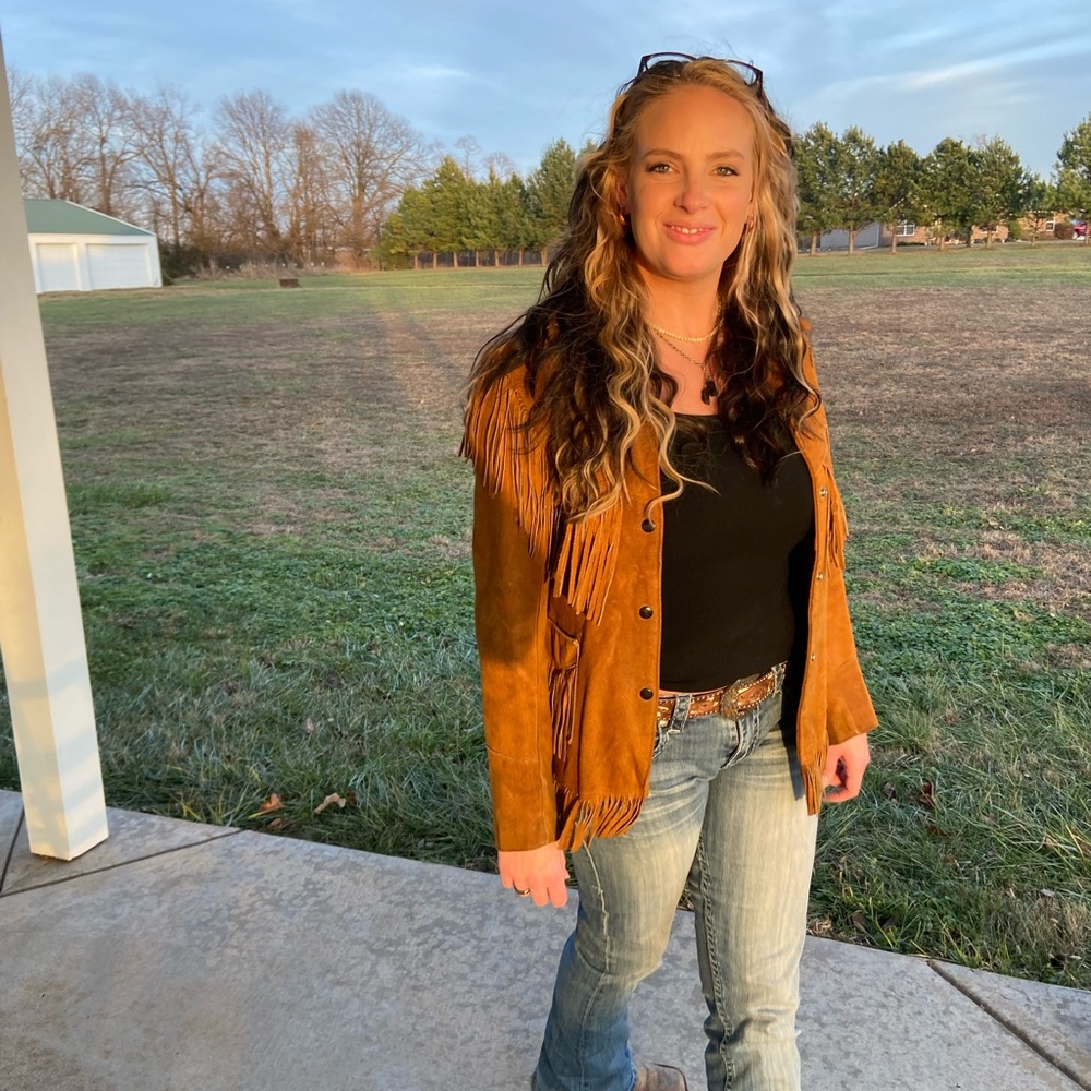 Vintage Tan Fringe Utility Jacket - Picture 8 of 9